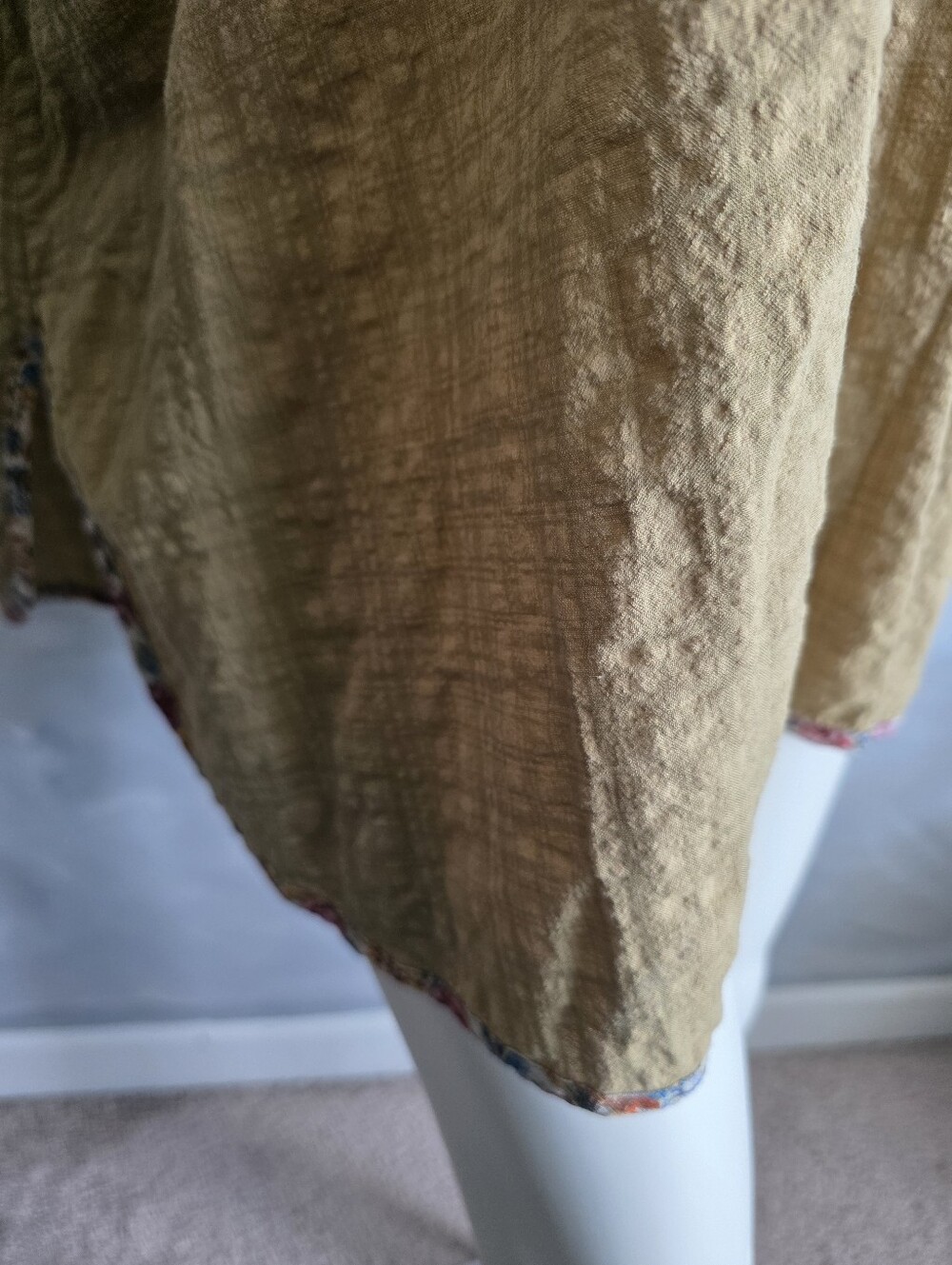 John Mark Embroidered Olive and Blue Floral Loose Tunic Blouse Sz 3X - Picture 11 of 12